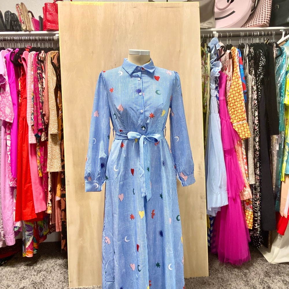 Blue Patterned Women's Dress